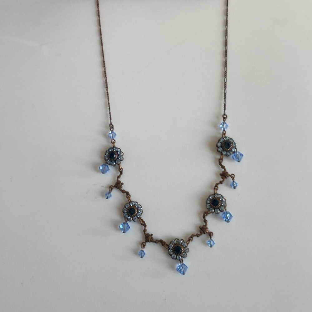 Liz Palacios Blue Crystal Floral Necklace - Picture 9 of 9